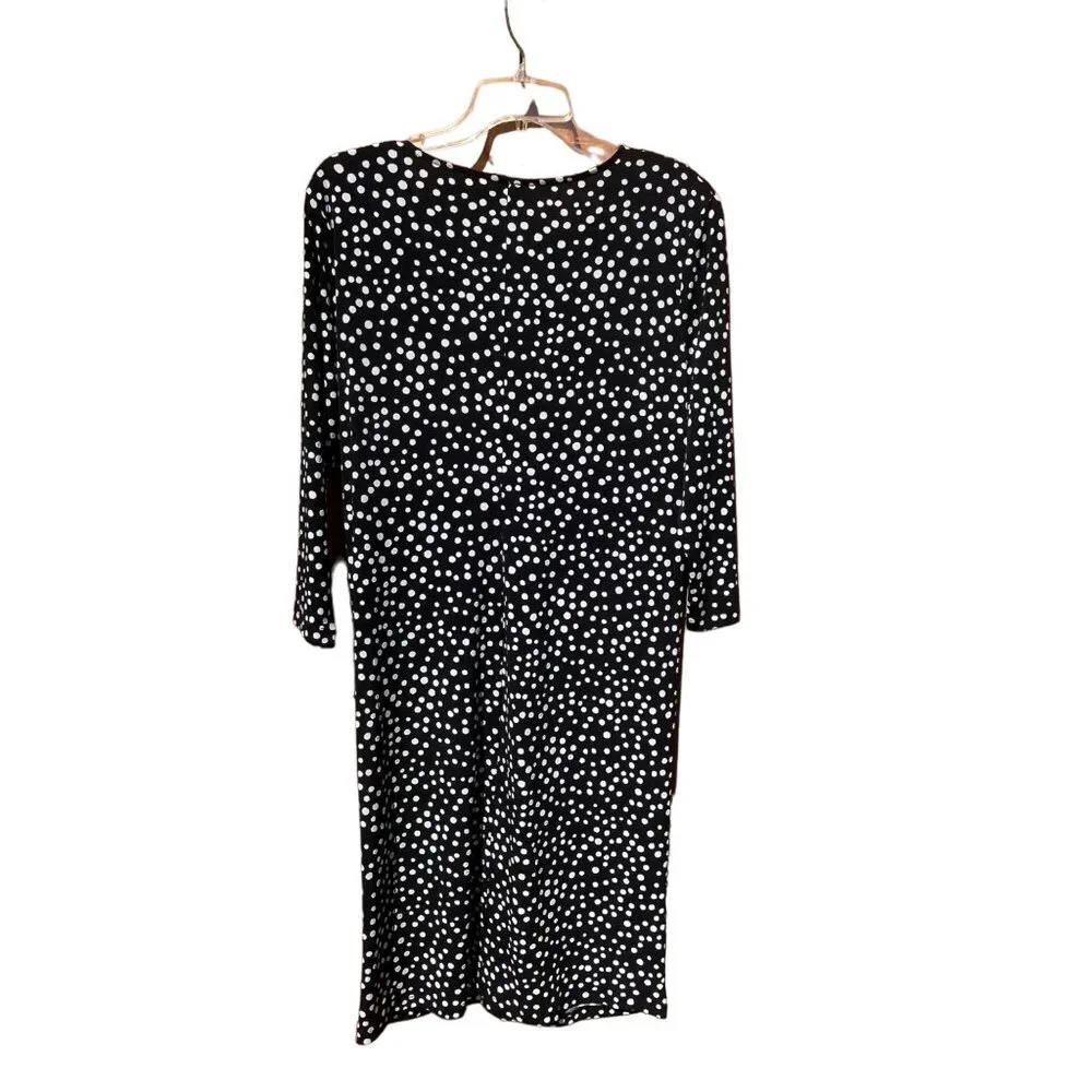 Kasper Womens Knot Front Polka Dot Dress Black & White Polyester/Elastane Size L